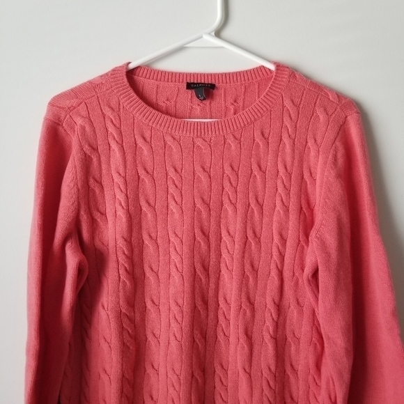 Talbots Button Cuff Cable Knit Sweater Lambswool Blend, Coral Pink Size L - Picture 9 of 11